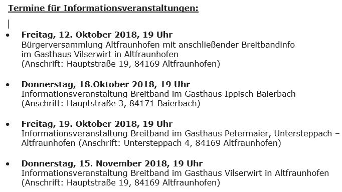 Termine Breitbandinfos